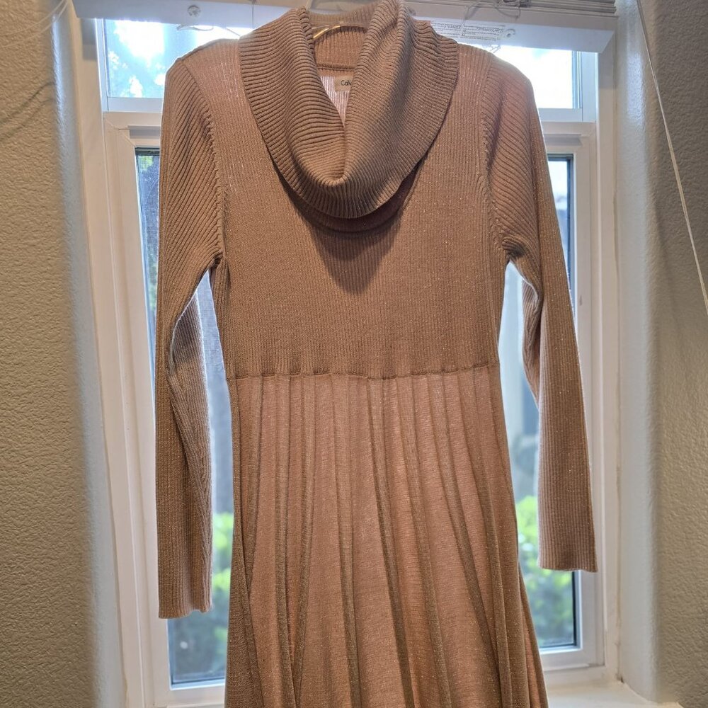 🌺Calvin Klein Rose Gold Sparkle Sweater Dress